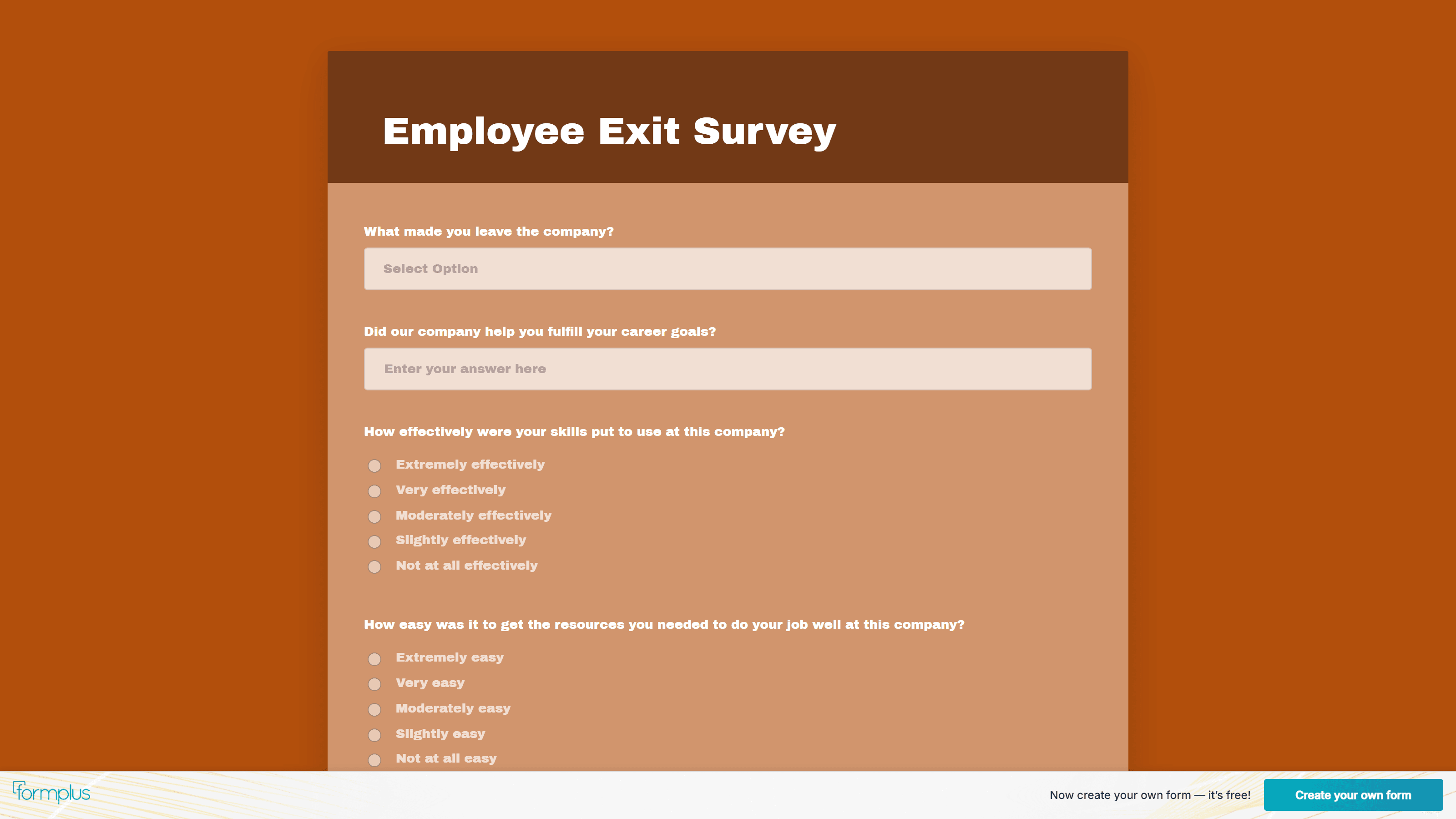 An example form created on Formplus